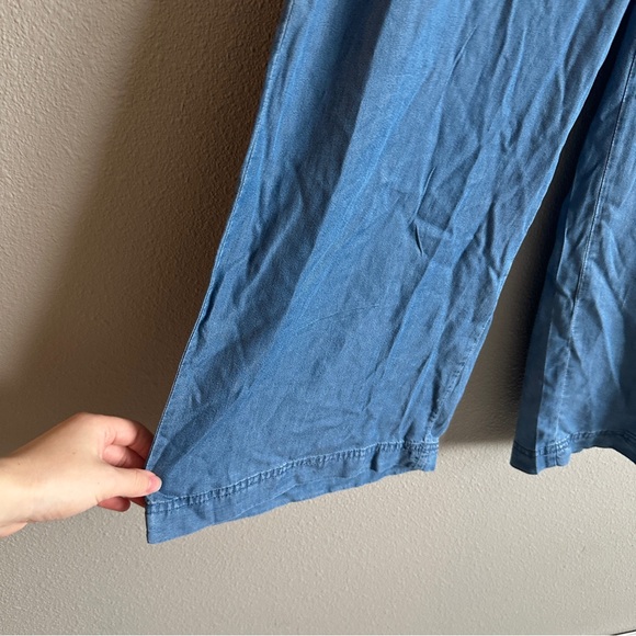 NWT Thread & Supply Chambray Wide Leg Crop Pants Large - Picture 2 of 13